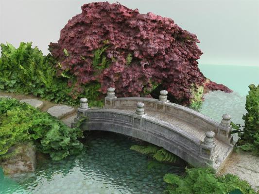 中式风格石桥 溪水 拱桥 桥梁 景观 小品 桥