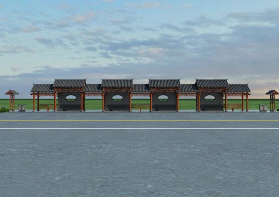 中式仿古公交站牌 公交站 公交站台 仿古公交站台站牌公交车站牌 公交 欧式站牌 公交亭 公路