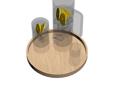 柠檬切片与玻璃容器组合