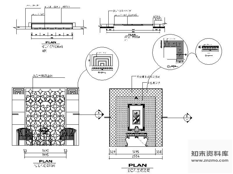 图块/节点洗浴中心过道造型墙详图 墙面通用节点