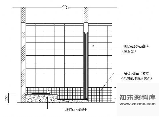 图块/节点标准间浴厕墙面磁砖贴法示意图 墙面通用节点