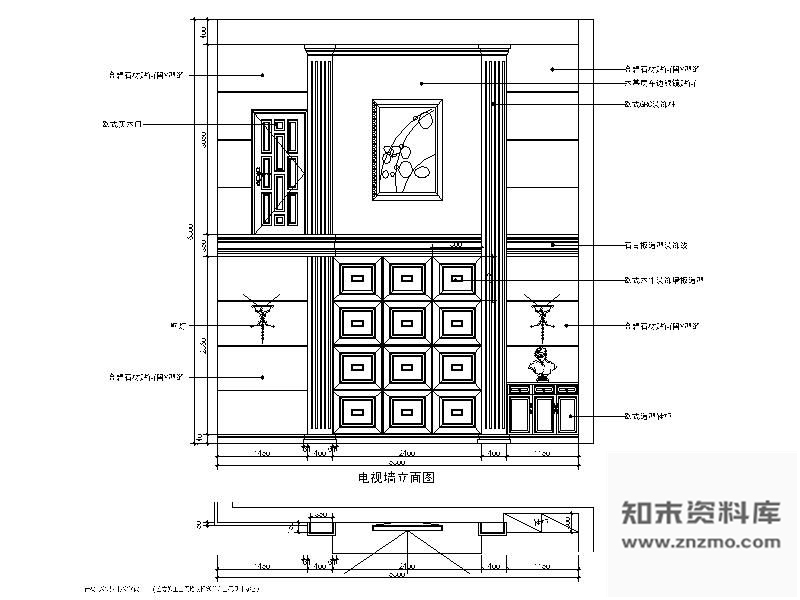 图块/节点欧式电视墙立面图 墙面通用节点