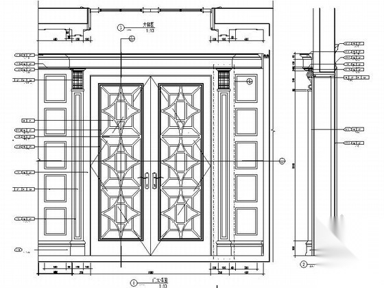 欧式双扇门 详图 通用节点