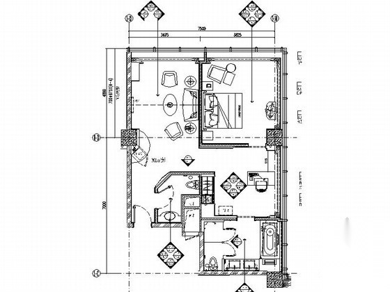 [江苏]某酒店标准套房室内装修图 客房