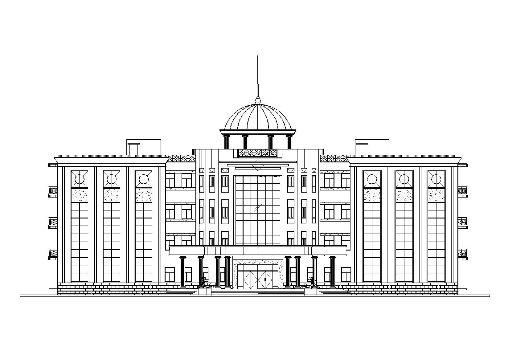 某居住区圆形大厅多层会所建筑施工图 娱乐会所