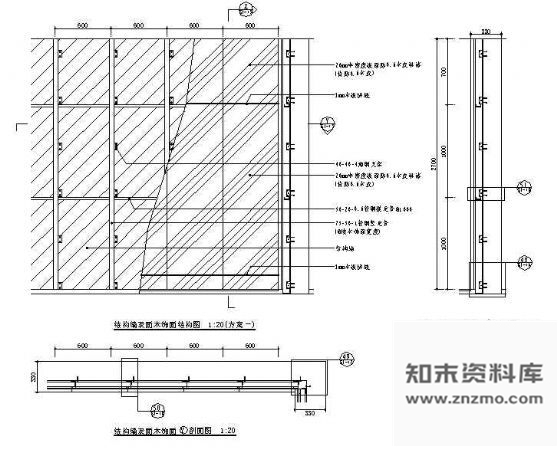 图块/节点结构墙表面木饰面结构图 墙面通用节点