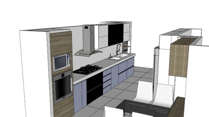别墅开放厨房 草图大师模型