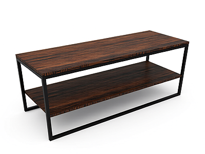 深色木纹双层茶几