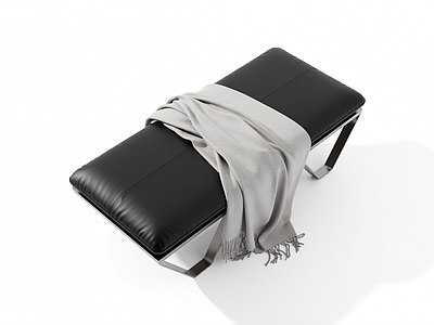 黑色长凳配灰色披毯