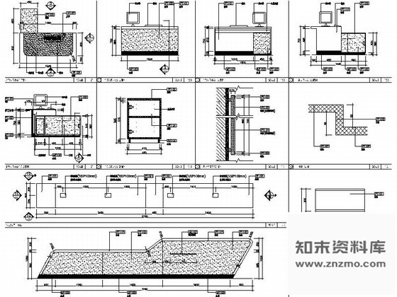 图块/节点金融区4人办公工作台详图 家具节点