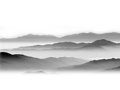 中式黑白山水画 老