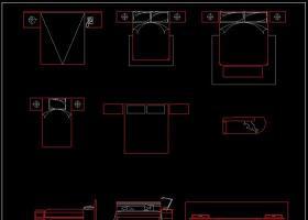 cad床平面立面图块 平面图块