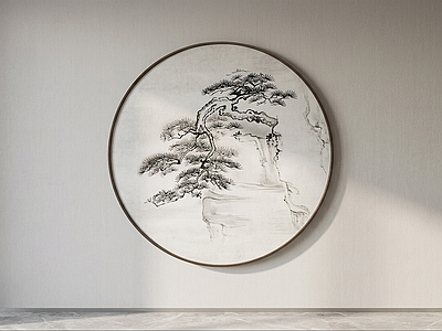 圆形山水挂画挂画