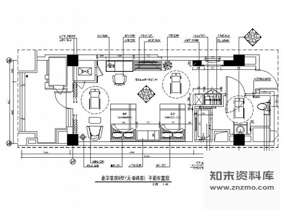 施工图天津某酒店豪华无障碍B型客房装修图