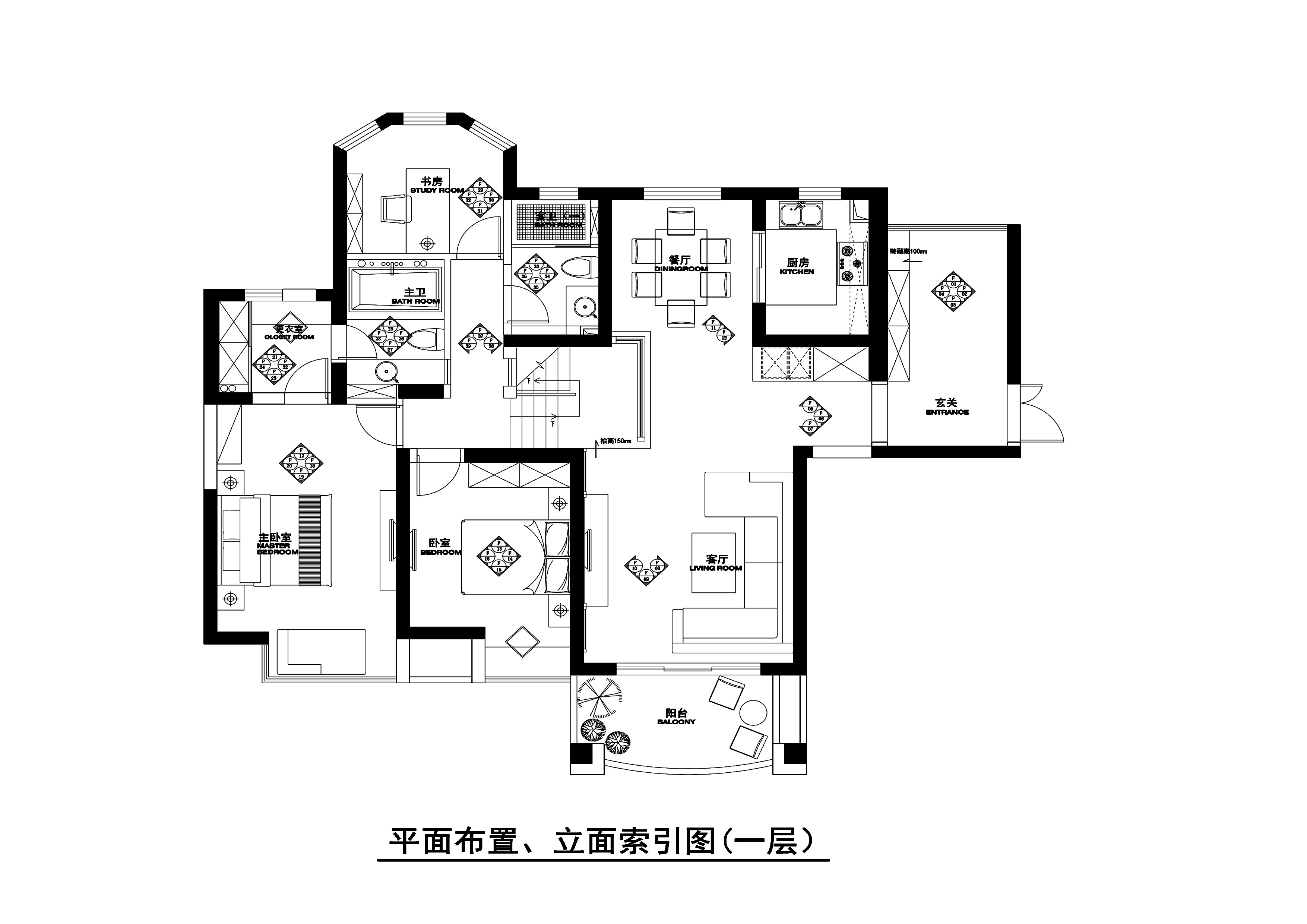 常熟市中南世纪城150平跃层公寓装修施工图