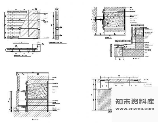 图块/节点结构砌块墙体饰面干挂石材结构图 墙面通用节点