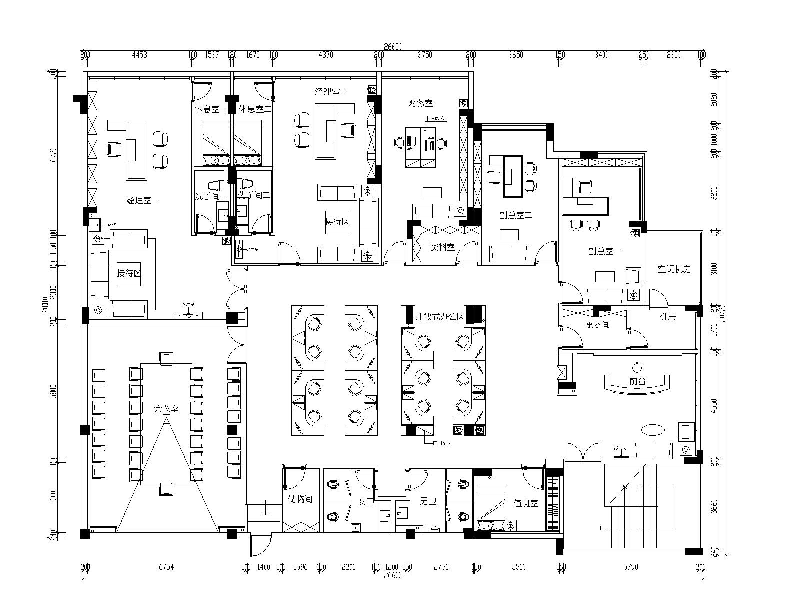 [江西]南康华瑞地产办公室设计施工图+设计说明+机电图+...