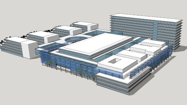 现代风格简模规划 文化教育建筑