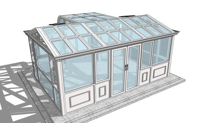 现代白色阳光房 人字顶 弧形顶