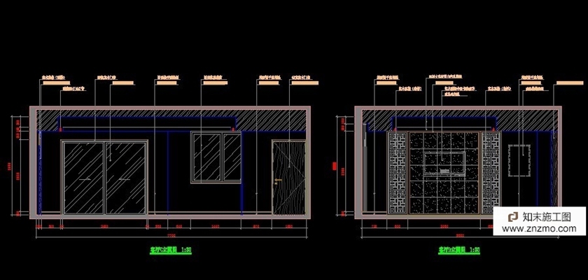 中式风格家装施工图 平层