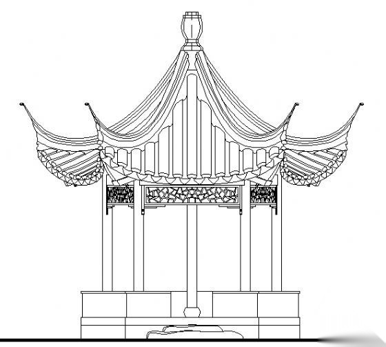 古建亭子建筑方案图系列-五角亭