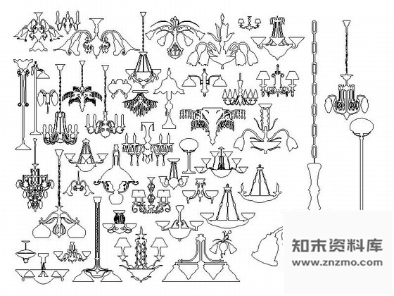 图块/节点欧式灯具CAD图块下载