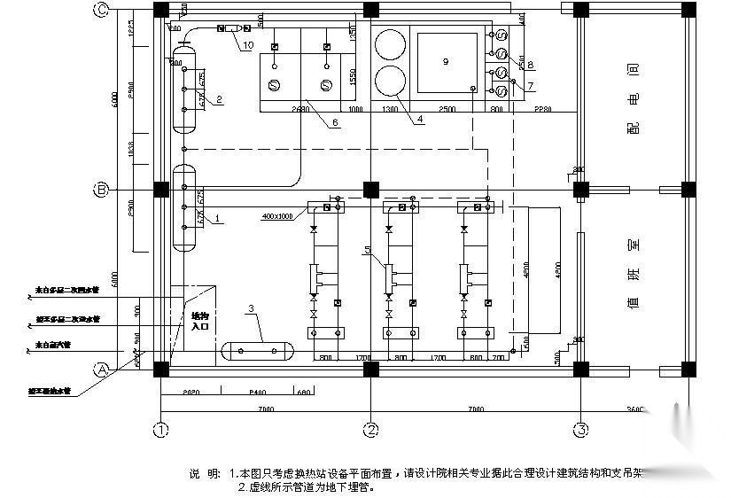 某小区热力站管道平面图