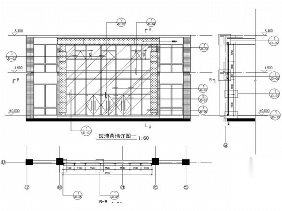 人民医院迁建工程明框玻璃幕墙施工图（玻璃雨蓬）