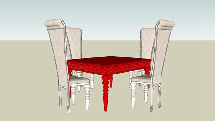 餐桌椅组合 草图大师模型