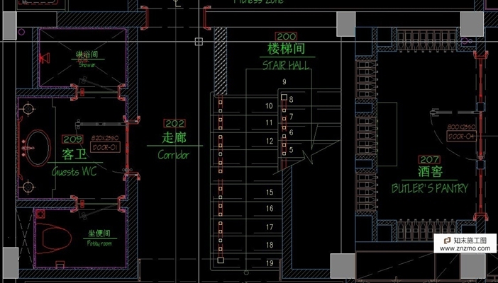 别墅楼梯间酒窖 施工图 酒窖