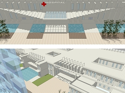 医院整体规划及建筑设计简约现代标志性强立面造型送分析图