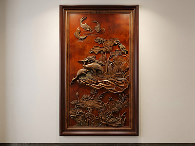 中式木雕背景挂画挂画