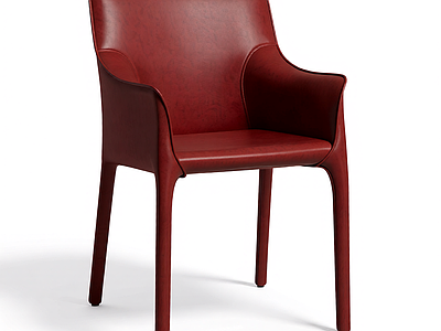 红色皮质扶手椅