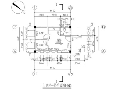 物流公司 卫传达室建筑结构 施工图