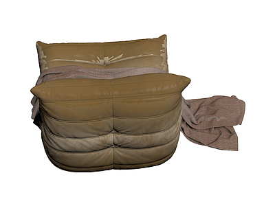 皮革沙发带毯子