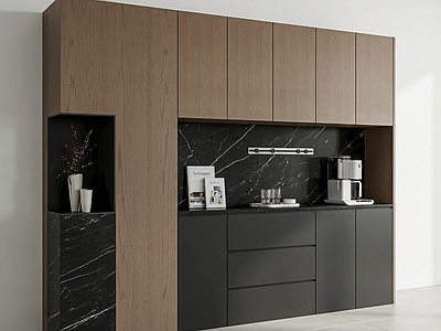 木饰面+黑色组合餐边柜餐边柜