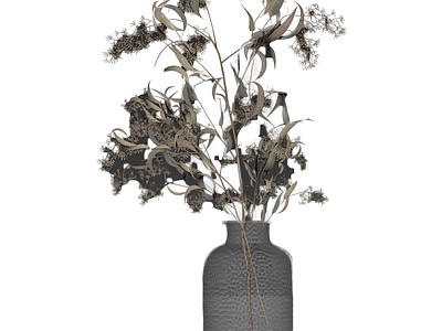 带花枝的玻璃花瓶