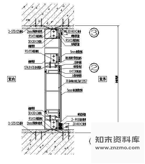 图块/节点76系列玻璃窗竖向安装节点