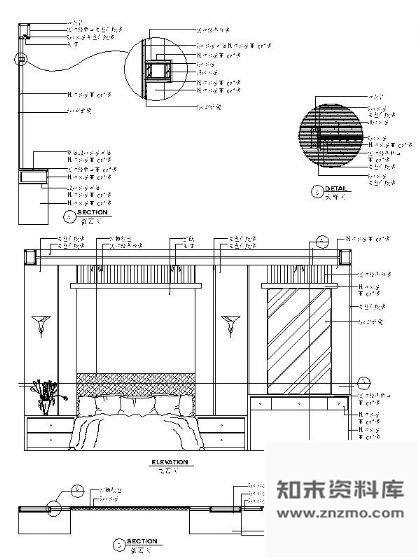 图块/节点卧室床背景详图Ⅲ 墙面节点