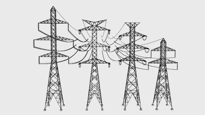 现代高压电线塔 电线杆 输电设备 电塔