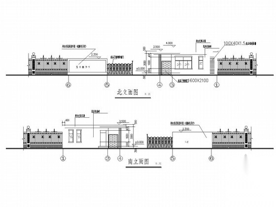 中学大门围墙结构 施工图