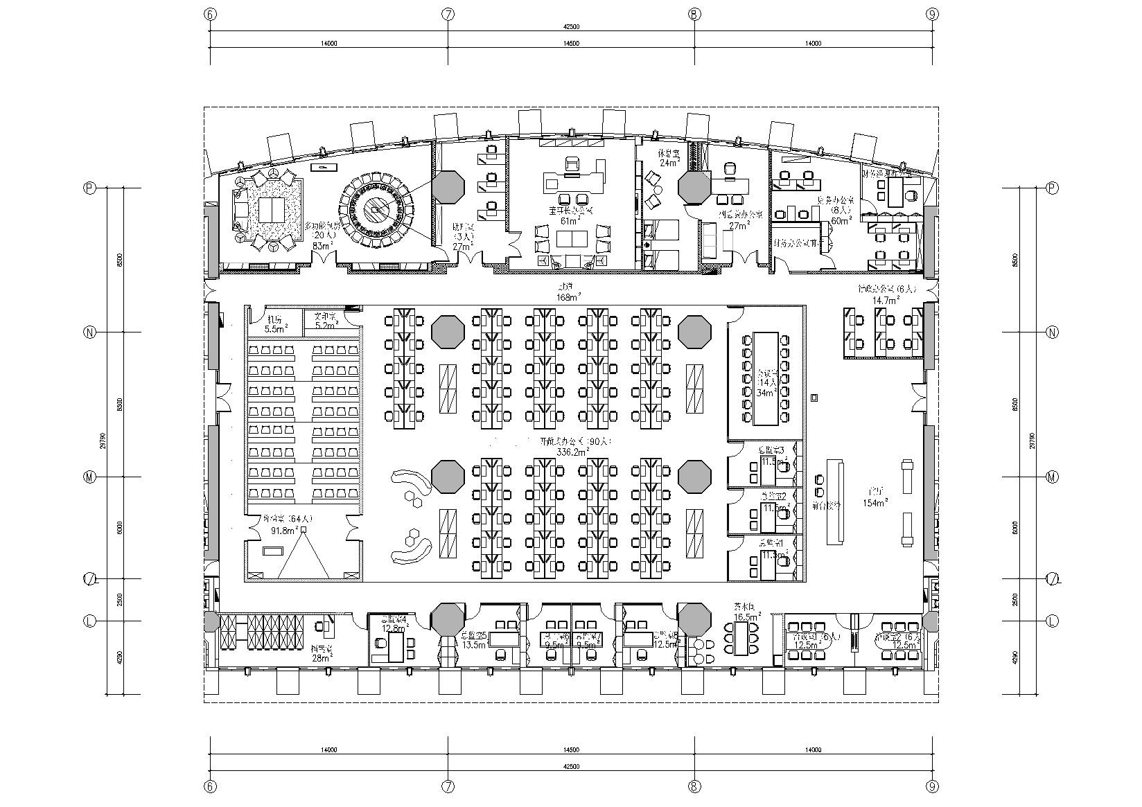 [广东]融通华都办公室空间室内设计竣工图