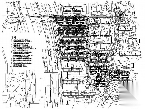 山东某小区给排水管道总平面图 市政给排水 给排水图
