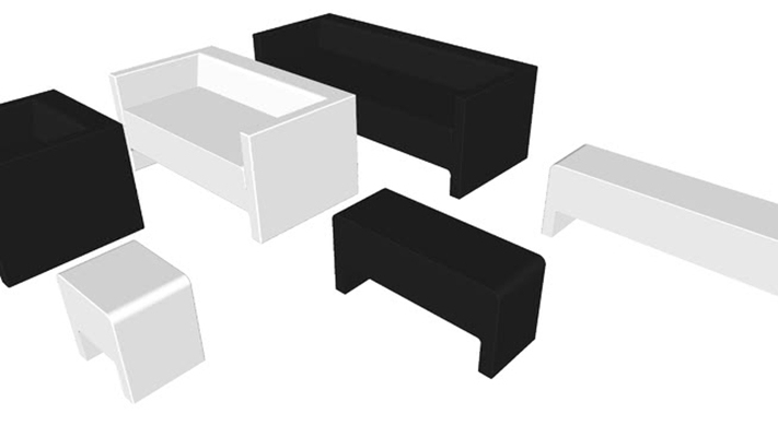 沙发凳子组合 草图大师模型