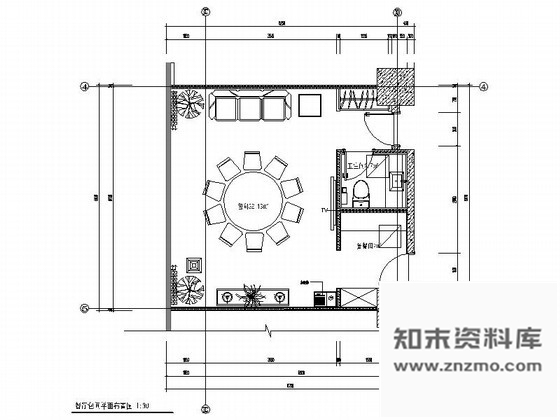 施工图现代办公楼餐厅小包间装修图