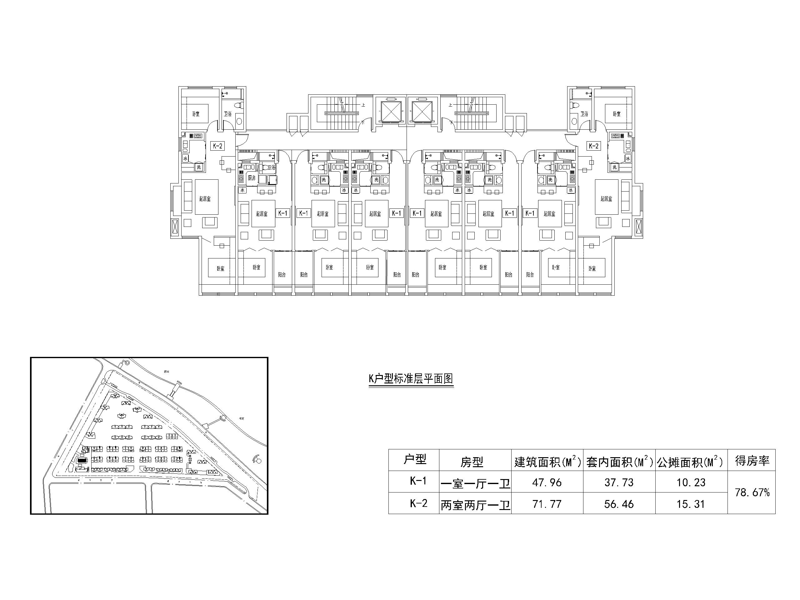 19套高层住宅公寓一室户户型图设计CAD