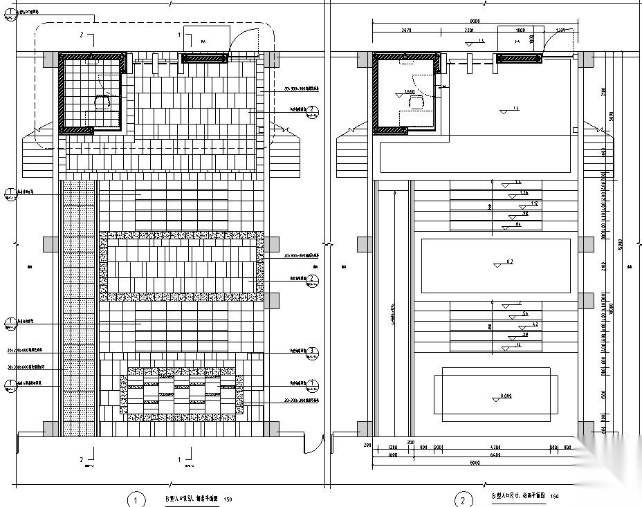 [广州]时代典雅住宅B型入口景观施工图设计 居住区景观