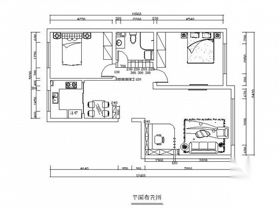 [哈尔滨]现代两居室内装修图（含效果） 平层