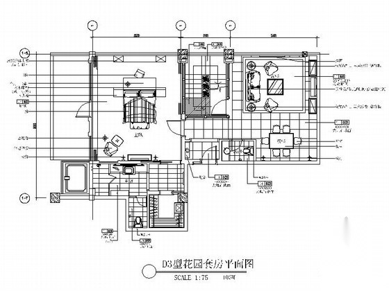 D3型豪华酒店花园套房室内设计施工图 客房