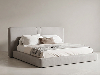 浅灰色软包双人床双人床